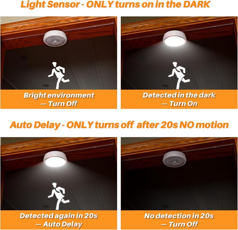 STAR-SPANGLED 6.3” Motion Sensor Ceiling Light Indoor AA or D-Cell Battery Operated for Hallway, Stairs, Basement, Garage, Laundry Area, Closet, Natural White, AA to D Battery Adapters Included - Image 3